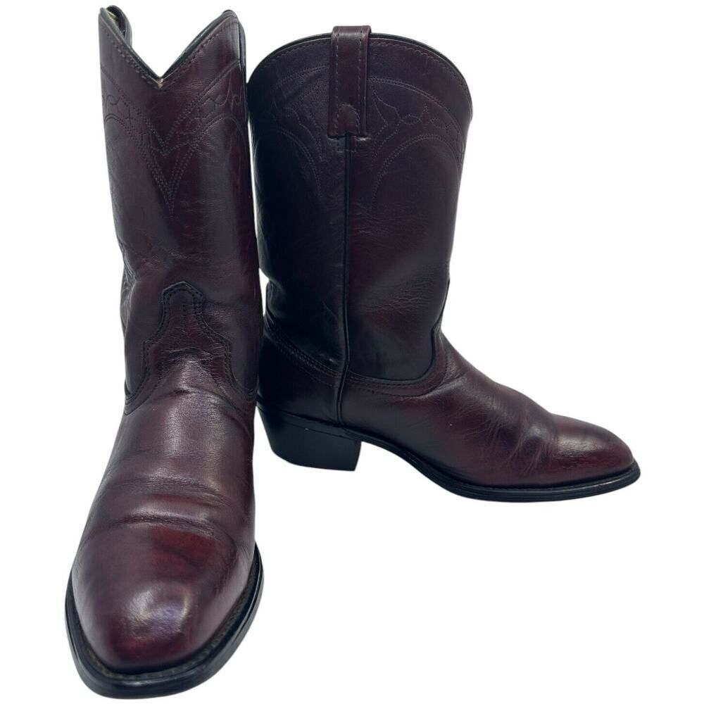 Acme Cowboy Boots Mens 8.5D Burgundy Good Leather Western Pointed Toe 4928